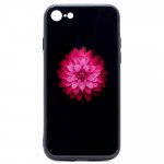 Wholesale iPhone 8 Plus / 7 Plus Design Tempered Glass Hybrid Case (Lotus Flower)
